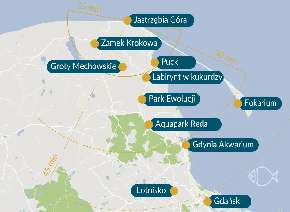 Mapa atrakcji w dalszej okolicy